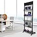 Floor Standing Magazine Display Rack, 5-Layer Portable Literature Display Rack with 4 Universal Wheels, Tiered Design Brochure Display Stand for Office, Living Room, Cafe, Exhibition