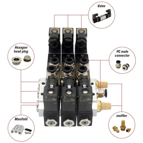 4V120-06 válvula de solenoide de 5 vías 2 posiciones base de 9 estaciones DC24V 3