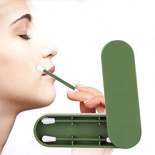 HALOVIE 1Pezzi Bastone Cotone Riutilizzabile a Doppia Testa Orecchie di Pulizia Occhi Strumento cosmetico Batuffoli di Cotone di Bellezza Bastoncini Tamponi di Cotone per Adulti Bambini Verde