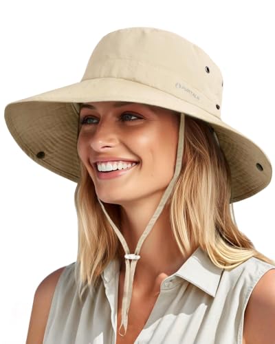 Image of FURTALK Sun Hats for Women Ponytail UV Protection Beach Summer Hat Wide Brim Packable Cowboy Hat