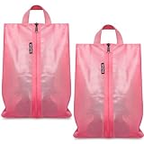 Bagail Shoe Bags for Travel,2 Set Shoe Bag for Storage in Closet,Transparent Shoe Packing Organizers with YKK Zipper (L 17'x10'x5', Coral 2pcs)