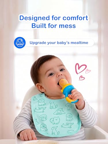 Image of Kidbea Organic Cotton Baby Bib, Adjustable Snap Closure Soft Absorbent Feeding Bibs Apron for Newborns & Infants Child With Cute Prints | Reusable Baby Essential