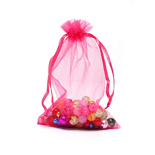 Image of Dealglad 100pcs Drawstring Organza Jewelry Candy Pouch Party Wedding Favor Gift Bags (3.5x4.5 inch, Rose)