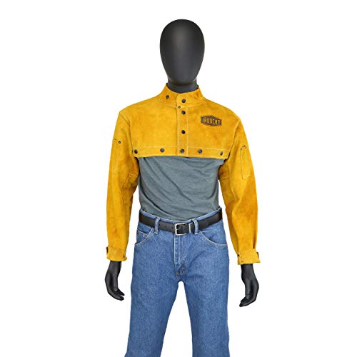 IRONCAT 7000 Cowhide Leather Welding Cape Sleeve - Golden Yellow, XX-Large Size Cape Jacket with Heat Resistance. Welding Gears