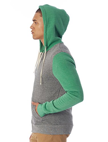 Alternative - Rocky Unisex Colorblocked Eco Fleece Hooded Full-Zip - 32023 - Eco Grey/ Eco True Green - Small2
