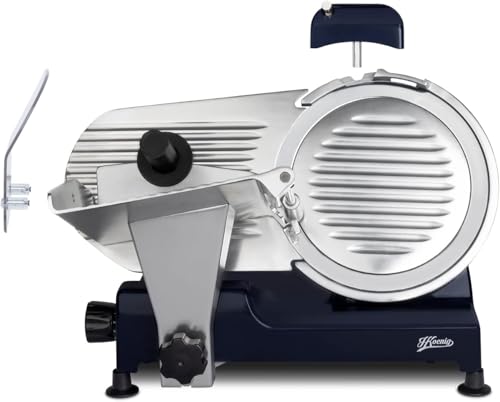 H.Koenig MSX256 Affettatrice Elettrica Professionale, Lama Da 25 Cm, Taglio Regolabile 0-12 Mm, Affilatoio Integrato, Ampia Superficie Di Taglio, 282 Giri/Min – Blu Notte - 9