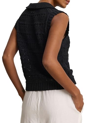 VELVET BY GRAHAM & SPENCER Women's Renee Crochet Stitch Sweater Vest, Black, X-Small2