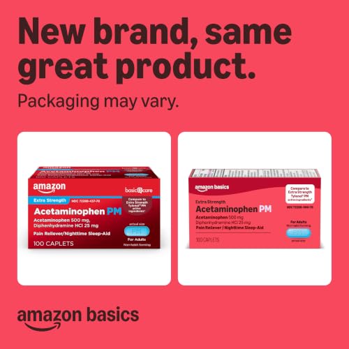 Amazon Basics Acetaminophen PM Caplets, Extra Strength, 100 Count - image 2