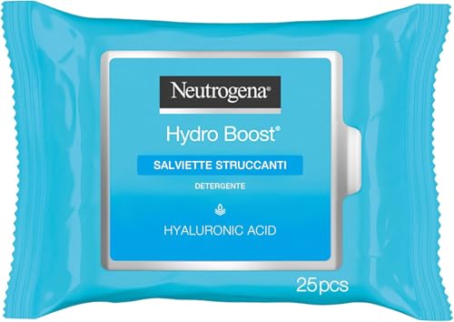 Neutrogena Hydro Boost Makeup Remover Wipes, hydraterende make-upremoverdoekjes verrijkt met hyaluronzuur, gezichts- en oogmake-upremoverreiniger voor waterproof make-up, 1 verpakking van 25 stuks