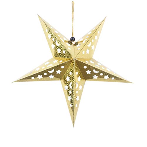VALICLUD Linterna de Estrella de Papel de Navidad Pantalla de Pentagrama Estrella 3D Decoraciones Colgantes de Banquete de Boda de Navidad 30Cm