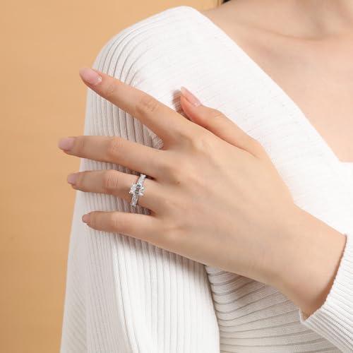 Emerald Cut Moissanite Ring For Women 18 K White Gold Plated S925 Sterling Silver Simple-Vintage Engagement Women Ring For Her4