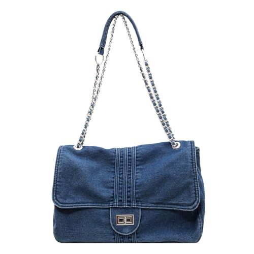 Women's Denim Crossbody Bag Small Vintage Shoulder Bag Multi-Purpose Jean Purse with Adjustable Strap for Travel