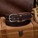 DENGFENGZHE Men's Full Grain Leather Belt for Everyday Casual Jeans, 1.5