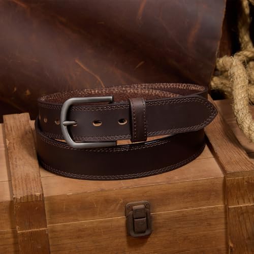 Men's Full Grain Leather Belt for Everyday Casual Jeans, 1.5" Handmade Men Leather Belts with Gift Box3