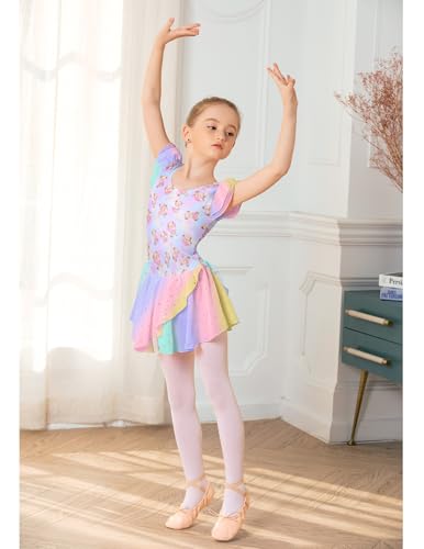 Image of Arshiner Girls Ruffle Sleeve Ballet Dance Dress Tutu Skirted Leotard