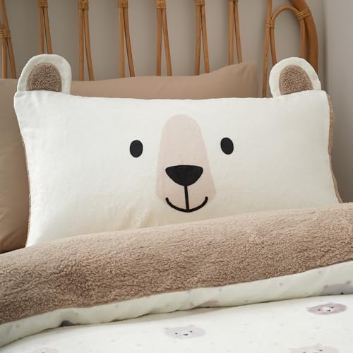 Catherine Lansfield Cosy Bear So Soft Double Duvet Cover Set with Pillowcases Natural