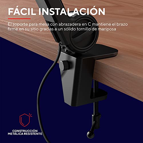 GXTrust 255+ Onyx Micrófono Profesional con Brazo, Patrón Cardioide, con Filtro Pop, USB, LED, para Grabación, Podcasting, Streaming, Radiodifusión, Negro - imagen 6