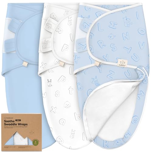 Baby Swaddle Sleep Sacks with Zipper - 3-Pack Swaddles for Newborns 0-3 Months, Infant, Baby Girls, Boys, Soft & Durable Newborn Sleep Sack, Easy Diaper Change Swaddling Blanket (ABC Land Cloud)