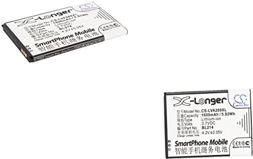 CS-LVA269XL Battery 1600mAh compatible with [Lenovo] A208t, A218t, A269, A278T, A305e, A308T, A318T, A365E, A369, A380e, A385E, A66 replaces BL203, BL214