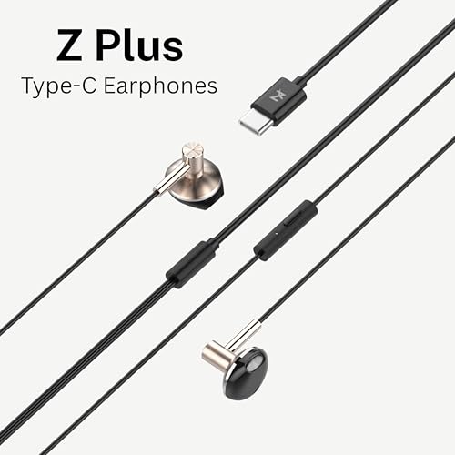Image of Z Plus Type-C in-Ear Earphones with HD Mic, AI Noise Reduction, 14mm Dynamic Drivers for Hi-Res Audio, Tangle-Free Wired Earbuds, Comfortable Ergonomic Fit for USB-C Devices (Black)