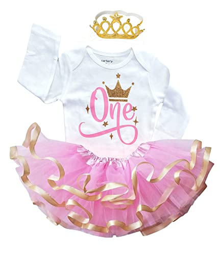 Image of Luke and Lulu First Birthday Outfit Girl - 1st Birthday Princess Crown Tutu Set