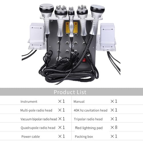 Hbealifee 6-in-1 Kavitationsmaschine, professionelles Radiofrequenz-Massagegerät, Vakuum-Reduktionsgerät für Arm, Taille, Oberschenkel, Hüfte, Bein, Körperkonturiermaschine