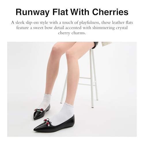 Coach Women's Runway Flat with Cherries Ballet, Black/Red, 7.52