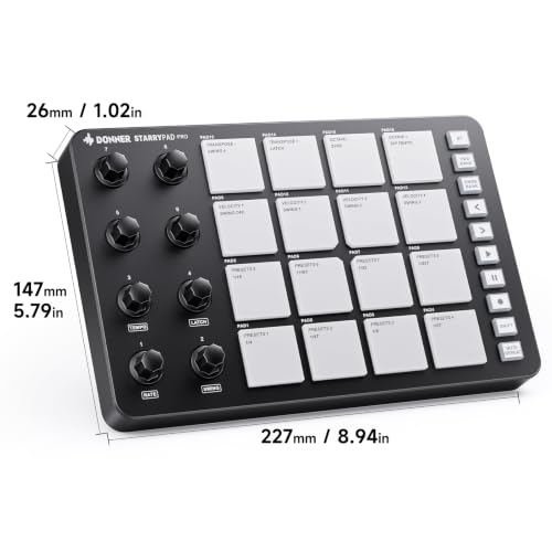 Donner MIDI Pad Controller Beat Maker Machine, USB MIDI Controller Drum Machine with 16 Velocity-Sensitive Beat Pads, 8 Assignable Knobs and Music Production Software, STARRYPAD PRO - image 8