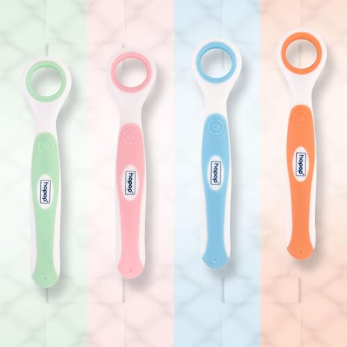 Image of Hopop Tongue Cleaner For Baby | Rounded Edges Baby Oral Cleaner Toothbrush | 100% Safe Kids Tongue Cleaner | Suitable From 3+ Months, Manual Operation | Pack Of 2 | Pink & Green