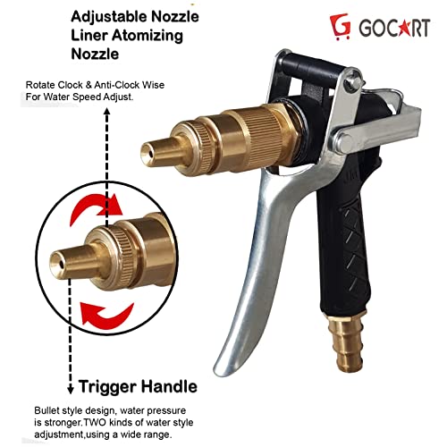 GOCART WITH G LOGO Metal Body Brass head Hose Nozzle for Cleaning/Watering Lawn and Garden/Pets