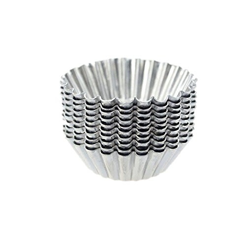 AIBER Kitchen Baking Circular Egg Tart Aluminum Cupcake Plain Cookie Mold Pack of 20