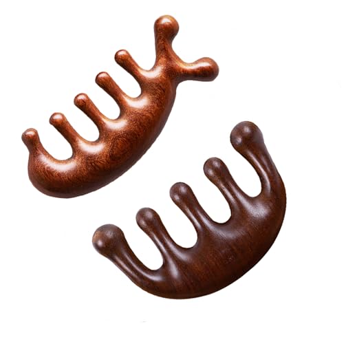 HTBNFYY Wooden Massage Comb with 2 Heads, Meridian Comb for Head Therapy, Massage for Men And Women To Prevent Hair Loss,1