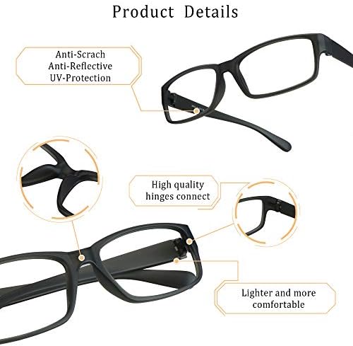 LifeArt Blue Light Blocking Glasses, Anti Eyestrain, Computer Reading Glasses, Gaming Glasses, TV Glasses for Women Men, Anti Glare (Black, 2.00 Magnification)
