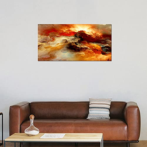 Yp0250 Abstract Wall Art Orange Flow Canvas Wall Art Framed Canvas Prints Painting Pictures Ready To Hang For Living Room Bedroom Kitchen Home And Office Wall Decor #TOP5