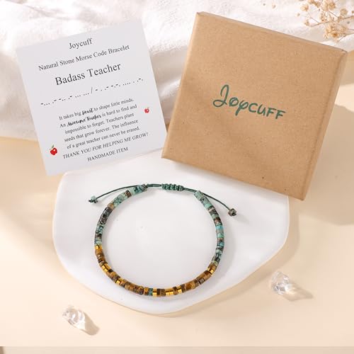 JoycuFF Inspirational Morse Code Bracelets for Women - Meaningful Coworker Leaving Gifts, Graduation Keepsakes with Natural Stone Beads - Image 7