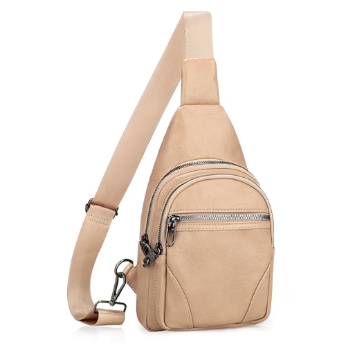 JASGOOD Anti Theft Crossbody Travel Bag for Women Men PU Leather Sling Bag with Adjustable Strap