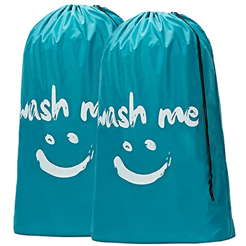 HOMEST 2 Pack XL Wash Me Travel Laundry Bag, Dirty Clothes Organizer, Large Enough to Hold 4 Loads of Laundry, Easy Fit a Laundry Hamper or Basket