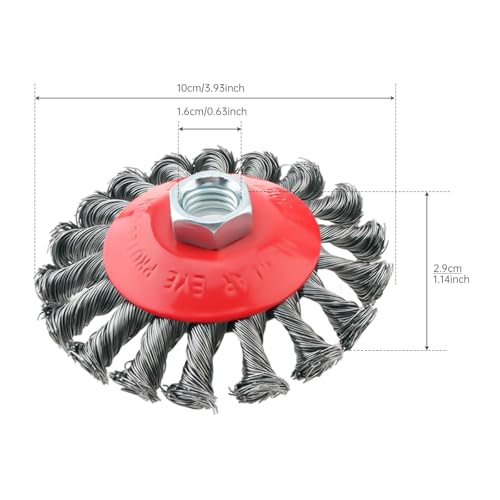 Image of ChgImposs Wire Wheel 8 Pack 4 Inch Angle Grinder Wire Brush with 5 /8 Inch Threaded Arbor Suitable for 4 1 /2 Angle Grinder， Coarse Crimped Twisted Knotted Cup Brush for Rust and Paint Removal