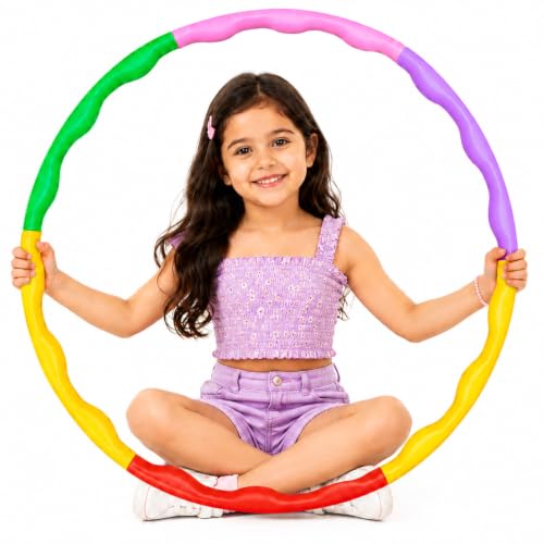 Image of SIGNAMIO Kids Hula Hoop Ring for Girls & Boys, Colorful Exercise Hoop for Kids, Fun Fitness & Outdoor Indoor Play Toy, Waist Exercise Ring for Fun & Active Play - Multicolor