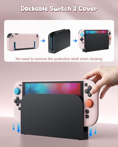 Image of Switch 2 Cover Case&Screen Protector, FYOUNG Dockable Shell for Nintendo 2 | Cute Case, 9H Tempered Glass, Thump Grip, Switch 2 PC Hard Protective Case, Split Design, Precise Cutouts, Slim Shockproof