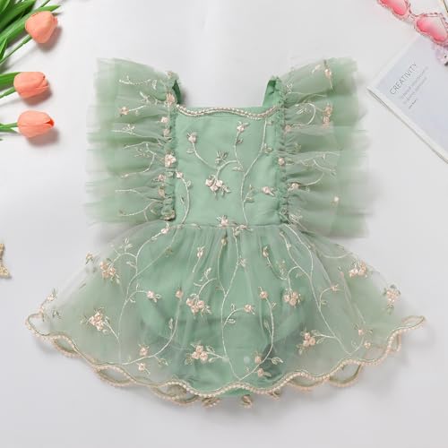 ODASDO Baby Girl Floral Embroidery Tulle Tutu Princess Romper Dress First Birthday Cake Smash Outfit with Bowknot Headband4
