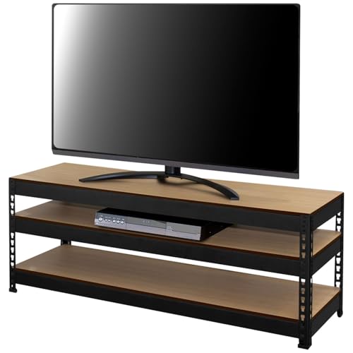 ���^��&�E�b�h���b�N(Metal&Wood Rack) �e���r�� 55�^�Ή� �y��� ���ω׏d90kg�z �I���o�[�V�u�� �I�ׂ�T�C�h(�t���b�g/�T�C�h�o�[) �n���}�[�t�� ��121×���s41×����45cm ������� [���^��&�E�b�h���b�N] �g���i �u