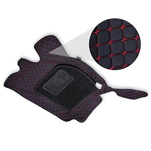 Image of NCEHEAL Premium 7D Floor Mat for Carens Clavis Custom Fitted, Luxury Foot Mats Compatible with Kia Carens Clavis, Set of 4 Pcs, Washable, Classic Black with Red Thread