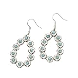 XIGAWAY Pendientes de lágrima vintage de flores de estilo turquesa para mujer, plata envejecida, oro geométrico, regalo de joyería retro, Pequeño, Metal, Sin piedra preciosa