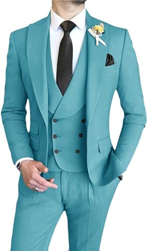 Men's 3 Pieces Suit Elegant Solid One Button Slim Fit Single Breasted Party Blazer Vest Pants Set
