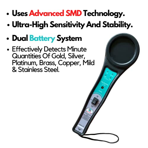 Image of Hand Held Metal Detector Model VALIDATOR S-15 (Black-Green) with LED Indicator for Malls, Airports, Hotels, Railway Stations, Banks