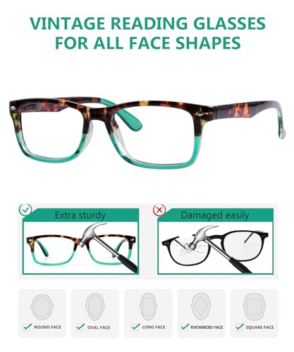 Image of Eyekepper Classic Vintage Style Reading Glasses Tortoise /Green +2.50