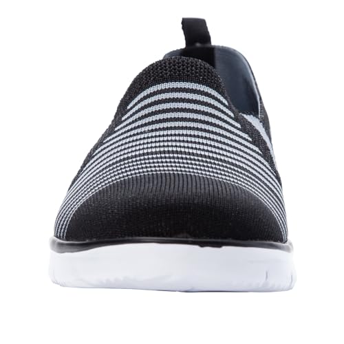 Image of Propet Womens Travel Fit Striped Slip On Sneakers Shoes Casual - Black, Grey