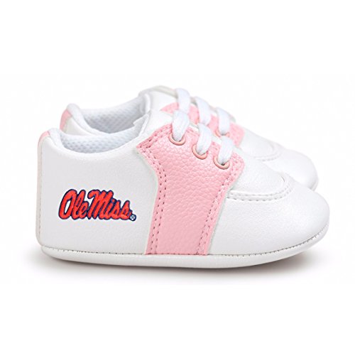 Mississippi Ole Miss Rebels Pre-Walker Baby Shoes -Pink Trim (0-6 Months)