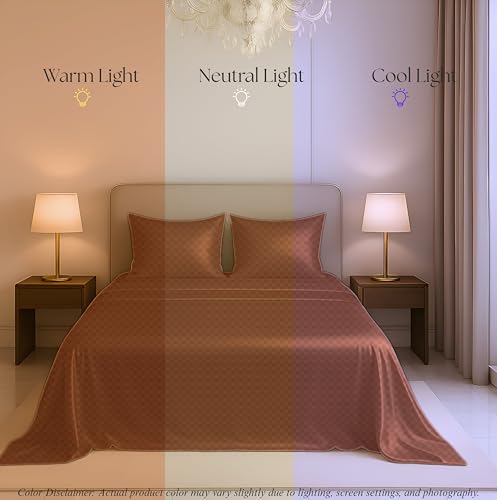 Image of Luxe Ere Jacquard Bedsheet for Double Bed, King Size (90x108) with 2 Pillow Covers, 300TC Premium Cotton Fabric, Perfect for Home Decor, Gifting & Romantic Escapes-Sunset Bronze